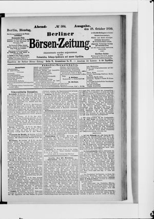 Berliner Börsen-Zeitung vom 28.10.1890