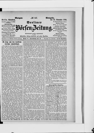 Berliner Börsen-Zeitung vom 22.11.1890