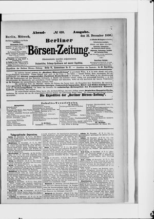 Berliner Börsen-Zeitung on Dec 31, 1890