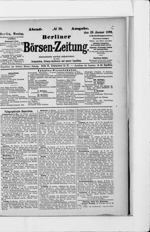 Berliner Börsen-Zeitung vom 19.01.1891