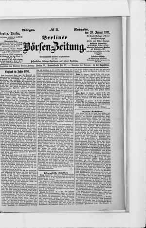 Berliner Börsen-Zeitung vom 20.01.1891