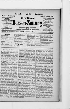 Berliner Börsen-Zeitung on Jan 22, 1891