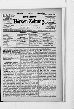 Berliner Börsen-Zeitung on Jan 27, 1891