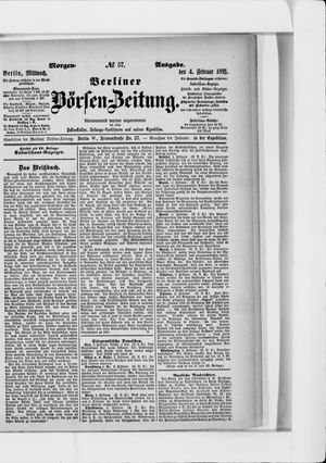 Berliner Börsen-Zeitung vom 04.02.1891