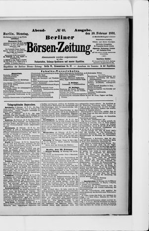 Berliner Börsen-Zeitung on Feb 10, 1891
