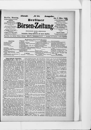 Berliner Börsen-Zeitung on Mar 3, 1891