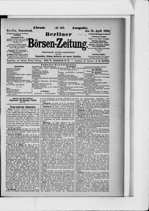 Berliner Börsen-Zeitung vom 25.04.1891