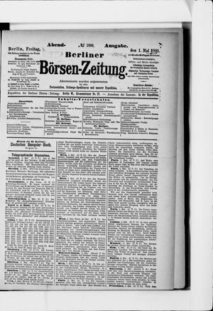 Berliner Börsen-Zeitung on May 1, 1891