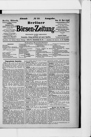 Berliner Börsen-Zeitung on May 13, 1891