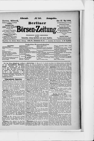 Berliner Börsen-Zeitung vom 27.05.1891