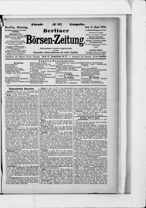 Berliner Börsen-Zeitung vom 09.06.1891