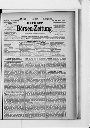 Berliner Börsen-Zeitung on Jun 13, 1891