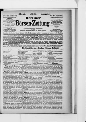 Berliner Börsen-Zeitung vom 17.06.1891