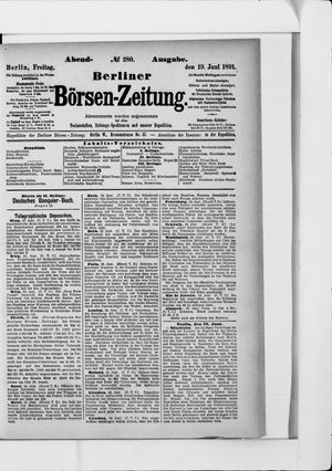 Berliner Börsen-Zeitung vom 19.06.1891