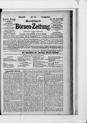 Berliner Börsen-Zeitung on Jun 22, 1891