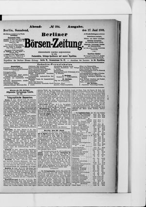 Berliner Börsen-Zeitung vom 27.06.1891
