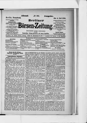 Berliner Börsen-Zeitung vom 04.07.1891