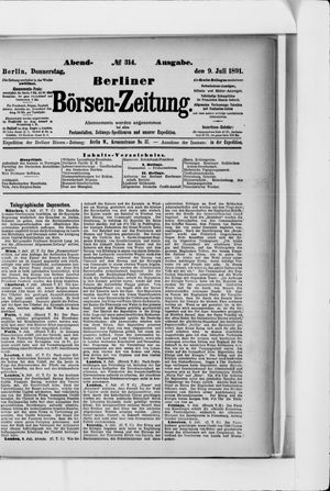Berliner Börsen-Zeitung vom 09.07.1891