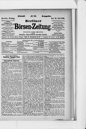 Berliner Börsen-Zeitung on Jul 10, 1891
