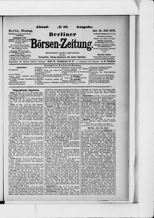 Berliner Börsen-Zeitung on Jul 14, 1891
