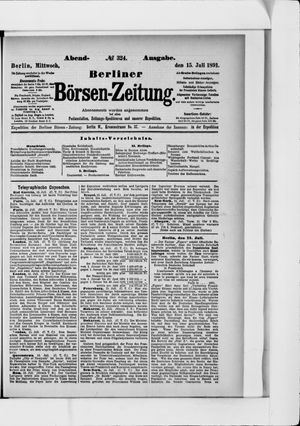 Berliner Börsen-Zeitung on Jul 15, 1891