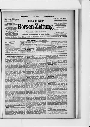 Berliner Börsen-Zeitung vom 22.07.1891