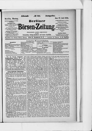 Berliner Börsen-Zeitung vom 27.07.1891