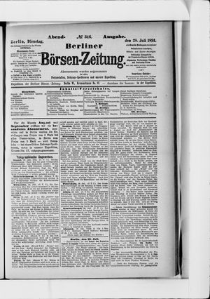 Berliner Börsen-Zeitung on Jul 28, 1891