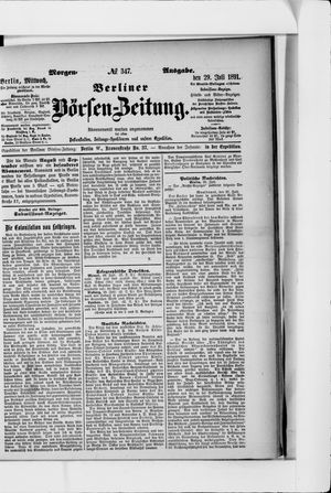 Berliner Börsen-Zeitung vom 29.07.1891