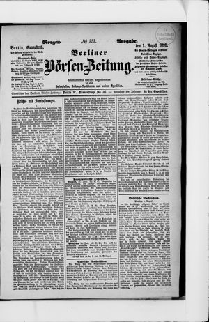 Berliner Börsen-Zeitung vom 01.08.1891