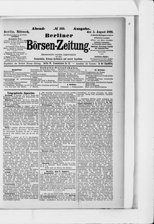 Berliner Börsen-Zeitung vom 05.08.1891