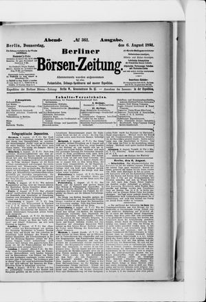 Berliner Börsen-Zeitung on Aug 6, 1891