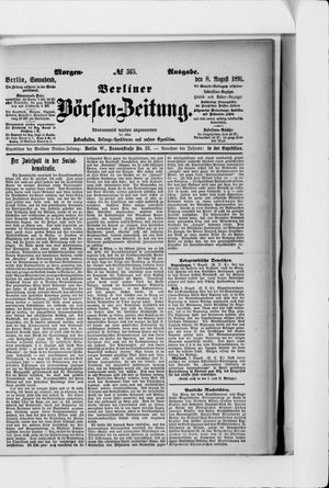 Berliner Börsen-Zeitung vom 08.08.1891