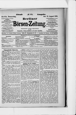 Berliner Börsen-Zeitung on Aug 13, 1891