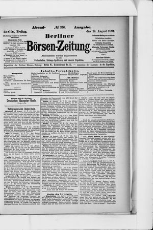 Berliner Börsen-Zeitung vom 14.08.1891