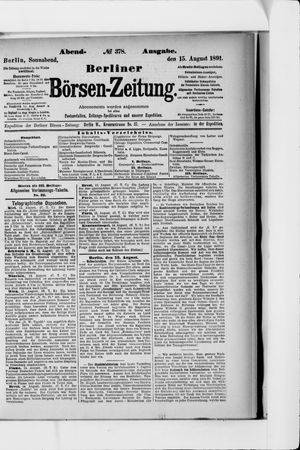 Berliner Börsen-Zeitung vom 15.08.1891