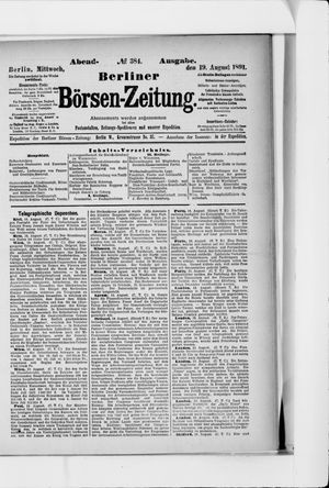 Berliner Börsen-Zeitung vom 19.08.1891