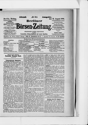 Berliner Börsen-Zeitung vom 21.08.1891