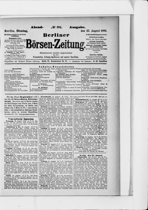 Berliner Börsen-Zeitung vom 25.08.1891