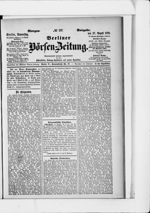 Berliner Börsen-Zeitung vom 27.08.1891