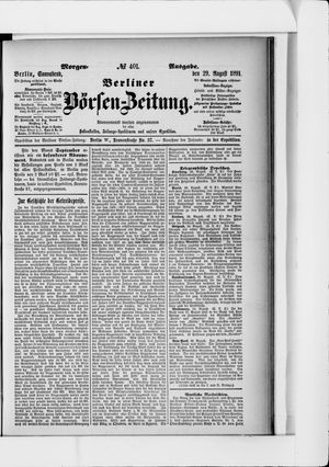 Berliner Börsen-Zeitung vom 29.08.1891