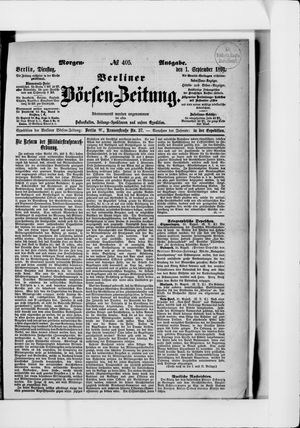 Berliner Börsen-Zeitung vom 01.09.1891