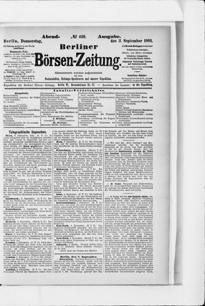 Berliner Börsen-Zeitung vom 03.09.1891