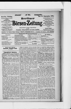 Berliner Börsen-Zeitung on Sep 11, 1891