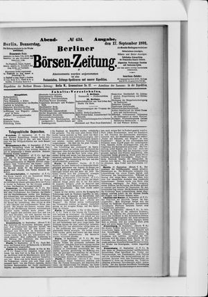 Berliner Börsen-Zeitung vom 17.09.1891