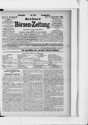 Berliner Börsen-Zeitung vom 19.09.1891