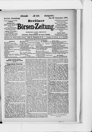 Berliner Börsen-Zeitung vom 26.09.1891