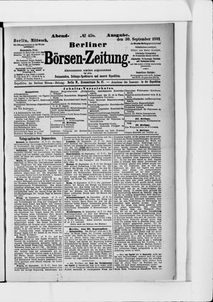 Berliner Börsen-Zeitung on Sep 30, 1891