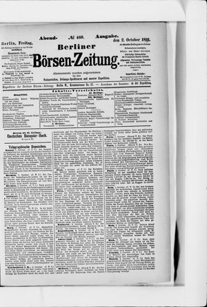 Berliner Börsen-Zeitung on Oct 2, 1891