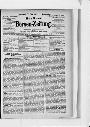 Berliner Börsen-Zeitung on Oct 3, 1891